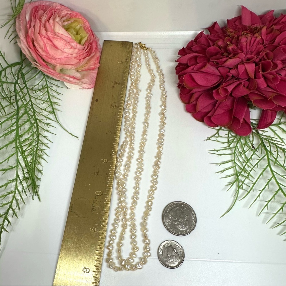 NEW⚜️Raw Freshwater Pearl Double Strand Necklace - Picture 5 of 5